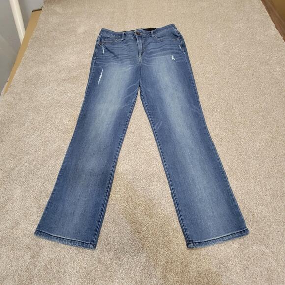 stretch shaping flattering Democrats Ab solution straight high rise jeans sz 14 - Picture 1 of 16